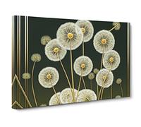 Dandelion Art Deco Canvas Print | Gallery Wrapped 30mm Frame Wall Decor | 30x20 inches | Ready to Hang | Art Deco Picture | Living Room Bedroom Lounge Office