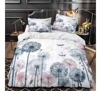 Dandelion Art Duvet Cover 3D Design Printed Hotel Quality 3 Pieces Bedding Set Zipper Botanical Sketch Quilt Cover Extra Soft Washable for Adults Kids Women Teens Youth Girls Single（140x200cm）