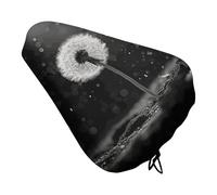 Dandelion Black And White Bike Seat Cover for Men Women Water Repellent Exercise Bike Seat Cushion Adjustable Bicycle Seat for Outdoor Biking