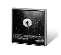 Dandelion Black And White Square Lapel Pin Printed Aluminum Alloy Memorial Pins Cute Funny Square Brooch Personalized Lapel Badge for Coats Suit Jackets And Wedding Gift