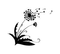 Dandelion Blowball Flower Hearts Love Ladybug Wall Decals PVC 36x44.9cm Waterproof Small Black