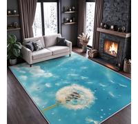 Dandelion Botanical Area Rugs for Living Room 80x150 Non Slip Flannel | Washable Runner Rugs Short Pile Carpet Dreamy Sky Cloud Entrance Room Decor Soft Fluffy for Bedroom Hallway Kitchen U553
