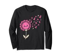 Dandelion Breast Cancer Awareness Pink Ribbon Support Long Sleeve T-Shirt
