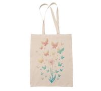 Dandelion Butterflies Tote Bag - Natural - Butterfly Lover Shopping Bag - Cute Wildflower Carry Purse - Nature Lover Gardener Gifts - Make a Wish Floral Trendy Canvas Tote Bag