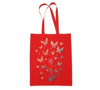Dandelion Butterflies Tote Bag- Red - Butterfly Lover Shopping Bag - Cute Wildflower Carry Purse - Nature Lover Gardener Gifts - Make a Wish Floral Trendy Canvas Tote Bag