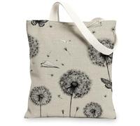 Dandelion Canvas Tote Bags, Artistic Dandelion Pattern Reusable Shopping Bags, Lightweight Washable Shoulder Strap Canvas Bags for Gym Outdoor Travel Beach Picnic 13x15 Inch