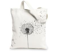 Dandelion Canvas Tote Bags, Artistic Dandelion Print Reusable Grocery Bags, Lightweight Washable Shoulder Strap Canvas Bags for Gym Outdoor Travel Beach Picnic 13x15 Inch