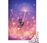 Dandelion Cat 1000-Piece Puzzle for Adults, 52x38cm/1000pcs, Smooth White Card with Reduced Dust; Easy to Revisit Throughout The Week