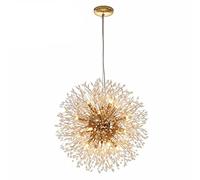 Dandelion Chandelier, Modern Dimmable Crystal Pendant Lighting, Stainless Steel Firework Ceiling Light Fixtures for Dining Room, Bedroom, Bathroom, Kitchen, Living Room, G9 Bulbs,Silver,60cm