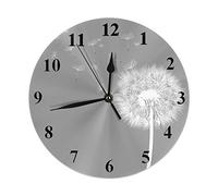 Dandelion Clock Summer Nature Wild Botanical Dandelion Blossom in Wind Sky Air Round Wall Clock 10 Inch Silent Non Ticking Hanging Clock for Home Decor Living Room Kitchen Bedroom Office Green White