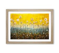 Dandelion Colour Field No.2 Framed Print | A2 Oak Framed Wall Art | Ready to Hang | Modern Nature Picture | Living Room Bedroom Lounge Office
