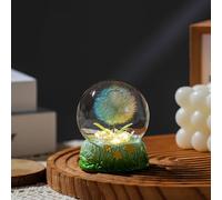 Dandelion Cordless Night Light with Glass Cover Wooden Base, Battery Operated Night Light Unique Gift for Dad Mom Teacher Birthday Wedding Valentine's Father's Day