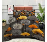 Dandelion Coverless Duvet Single 2, Coverless Duvets Mid-Century Modern Cosy and Lightweight 135x200cm Quilt with Pillowcase for All Seasons, Dark Gray