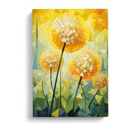 Dandelion Cubism Art No.2 Canvas Print | Gallery Wrapped 30mm Frame Wall Art | 30x20 inches | Ready to Hang | Modern Picture | Living Room Bedroom Lounge Office
