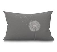 Dandelion Cushion Cover 12x20 Inch Nature Wild Botanical Dandelion Blossom in Wind Sky Air Rectangle Pillow Cases Home Decorative Cotton Linen Throw Pillow Cover for Bed Sofa Green White 30 x 50 cm