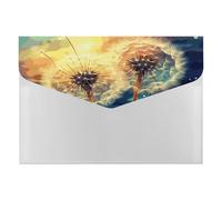 Dandelion DIY Drawing Paint Accordion File Organizer 6 Pocket Document Organizer Expanding File Folder Accordion Folder with Labels, Travel Document Folders Plastic Envelopes with Snap Closure 13x9.1