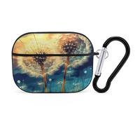 Dandelion DIY Drawing Paint AirPods Pro 2 Case Cover, Shockproof Hard Shell Protective Case for Women Men, Compatible with Airpod Pro Case 2nd/1st Generation with Keychain-Black