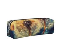 Dandelion DIY Drawing Paint Leather Pencil Case Stationery Bag Pen Holder for Work & Office Zippered Pen Pouch