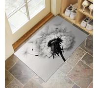 Dandelion Doormat - Inside And Outside Welcome Mat, Light Gray Indoor Front Doormat With Non-Slip Backing, Heavy Duty Entrance Mat, 40 X 60 Cm Simple Plants