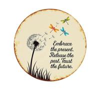 Dandelion Dragonflies Inspirational Quote Art Metal Tin Sign Plaque | Wall Decor for Cafe, Club Bar, Office, Home Garden Metal Poster 4x16Inch or 8x8inch