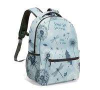 Dandelion Dragonfly Blue All Over Print Backpack 16 Inch Ethereal Botanical Nature School Bag for Kids Students Adults (02)