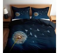 Dandelion Duvet Cover Double Black Pattern Bedding Quilt Cover 3 Pcs, 3D Dandelion Print Reversible Bedding Set Ultra Soft Brushed Microfiber Bed Set Bedroom Decor, 2 Pillowcases m555