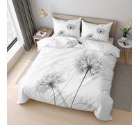 Dandelion Duvet Cover Set Emperor Size, Dragonfly Insect Botanical Bedding Set 290x235 cm, Quilt Cover with 2 Pillowcases, Soft Microfiber 3pcs, Zip 21D&-30