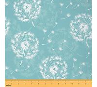 Dandelion Fabric by The Yard Wild Outdoor Flowers Rustic Style Fabric for Sewing Lovers Botanical Floral Natural Plants Fabric for DIY Upholstery and Home Accents 1 Yard Teal Blue White