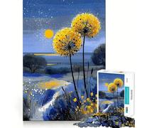 Dandelion Field at Night Painting Jigsaws 1000 Pieces for Adults Sharp Brain Perfect Connection Family Bond Art Work (38x52cm)