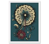 Dandelion Flower and Pappus Abstract Rockabilly Americana 50s Artwork Framed A3 Wall Art Print