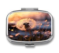Dandelion Flower Pill Box Medicine Pill Organizer Small Pill Case Travel Pill Container Portable Pill Case for Pocket 2 Compartment Pill Holder Pill Boxes for Travel