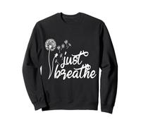 Dandelion Graphic Just Breathe Letter Print Inspirational Sweatshirt