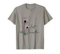 Dandelion Graphic Just Breathe Letter Print Inspirational T-Shirt