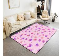 Dandelion Kids Area Rug,Leaf Floral Botanical Nature Indoor Floor Mat Entrance Rug for Girls Boys,Rustic Farmhouse Country Non Slip Rug,Pink Couch Living Room Decor,5'x6'6''
