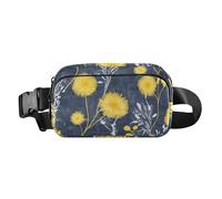 Dandelion Mustard Yellow and Denim Blue Cute Fanny Pack Waist Bag for Women Men Teenagers Mini Sling Chest Bag with Adjustable Strap for Travel Shopping Running