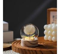 Dandelion Night Light with Glass Cover Wooden Base, Battery Operated Cordless Night Light Unique Gift for Dad Mom Teacher Birthday Wedding Valentine's Father's Day