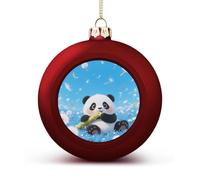 Dandelion Panda Christmas Ball Ornaments - Xmas Tree Hanging Ornament 2.4 Inch Red Shatterproof Xmas Balls for Holiday Wedding Fireplace Home Party Decorations