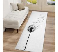 Dandelion Plant Hallway Runner Rug, Minimalist Carpet Runner Non-Slip Washable Soft Short Pile Rug for Entryway Kitchen Bedroom Home Decor, 80x250cm Rf5V11a