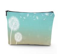 Dandelion Print,Makeup Bags Travel Makeup Bag,Flowers on Wind Blossoming,for Women Large Cosmetic Bag Linen Makeup Organizer Toiletry Bags Purse Pouch,Green White,7x9in