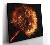 Dandelion Puff in Abstract Modern Canvas Wall Art Print Ready to Hang, Framed Picture for Living Room Bedroom Home Office Décor, 35x35 cm (14x14 Inch)