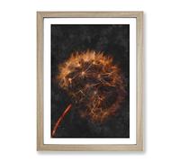 Dandelion Puff Painting Modern Framed Print | A2 Oak Framed Wall Art | Ready to Hang | Modern Historical Picture | Living Room Bedroom Lounge Office
