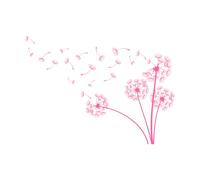 Dandelion Puffball Plant Fluffy Flying Seeds Lettering Stickers 57.6x79.5cm Personalized Customization Pink