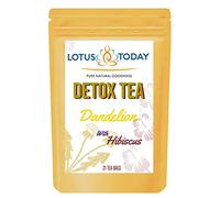Dandelion Root Detox Tea, 21 Tea Bags Herbal Cleanse Tea with Hibiscus