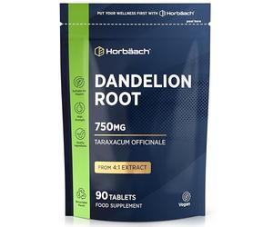 Dandelion Root Tablets 750mg | 3 Month Supply | High Strength Taraxacum Officinale 4:1 Extract | 90 Vegan Capsules | Horbaach