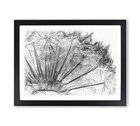 Dandelion Seed Sketch In Abstract Modern Art Framed Print | A2 Black Framed Wall Art | Ready to Hang | Abstract Fantasy Picture | Living Room Bedroom Lounge Office