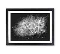 Dandelion Seed Sketch Paint Splash Modern Art Framed Print | A2 Black Framed Wall Art | Ready to Hang | Modern Nature Picture | Living Room Bedroom Lounge Office