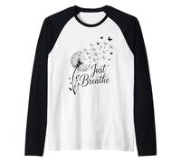 Dandelion Seeds Flying Butterflies Nature Calm Raglan Baseball Tee