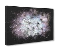Dandelion Seeds in Blue & Pink Paint Splash Canvas Print | Gallery Wrapped 30mm Frame Wall Art | 30x20 inches | Ready to Hang | Modern Picture | Living Room Bedroom Lounge Office
