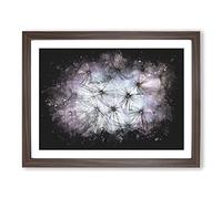 Dandelion Seeds In Blue & Pink Paint Splash Modern Art Framed Print | A3 Walnut Framed Wall Art | Ready to Hang | Modern Nature Picture | Living Room Bedroom Lounge Office