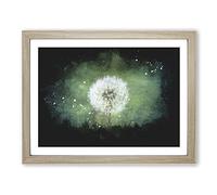Dandelion Seeds Vol.1 Paint Splash Modern Art Framed Print | A4 Oak Framed Wall Art | Ready to Hang | Modern Nature Picture | Living Room Bedroom Lounge Office